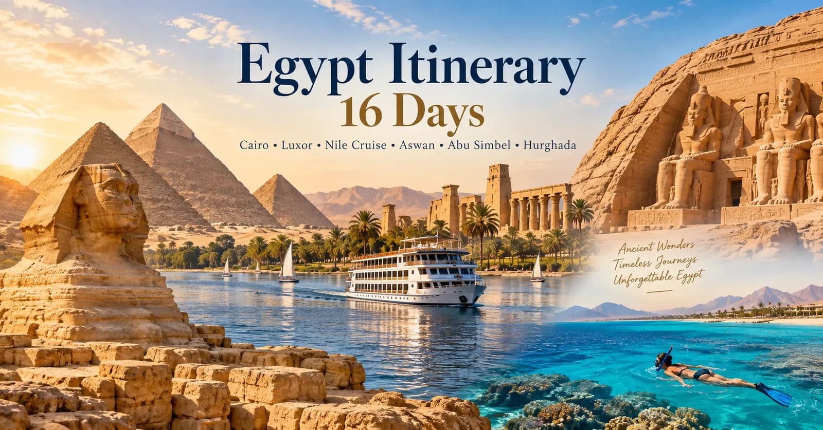 Egypt Itinerary 16 Days: Cairo, Nile Cruise, Abu Simbel & Red Sea